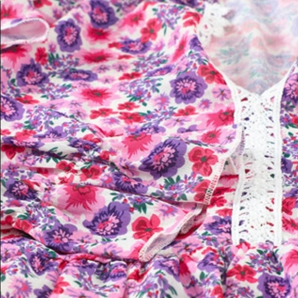 Rose Floral Pattern Peplum Blouse With Ruffles - Picture 13 of 15